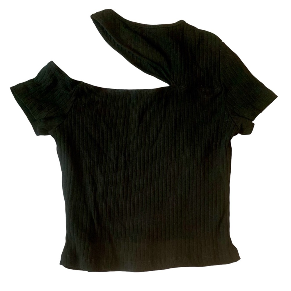 NWOT Asymmetrical cutout crop top festival party stretchy Shein ribbed top sexy - Picture 4 of 9